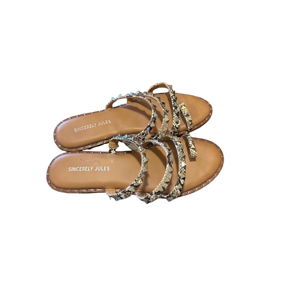 Sincerely Jules snakeskin studded sandals - Picture 2 of 5